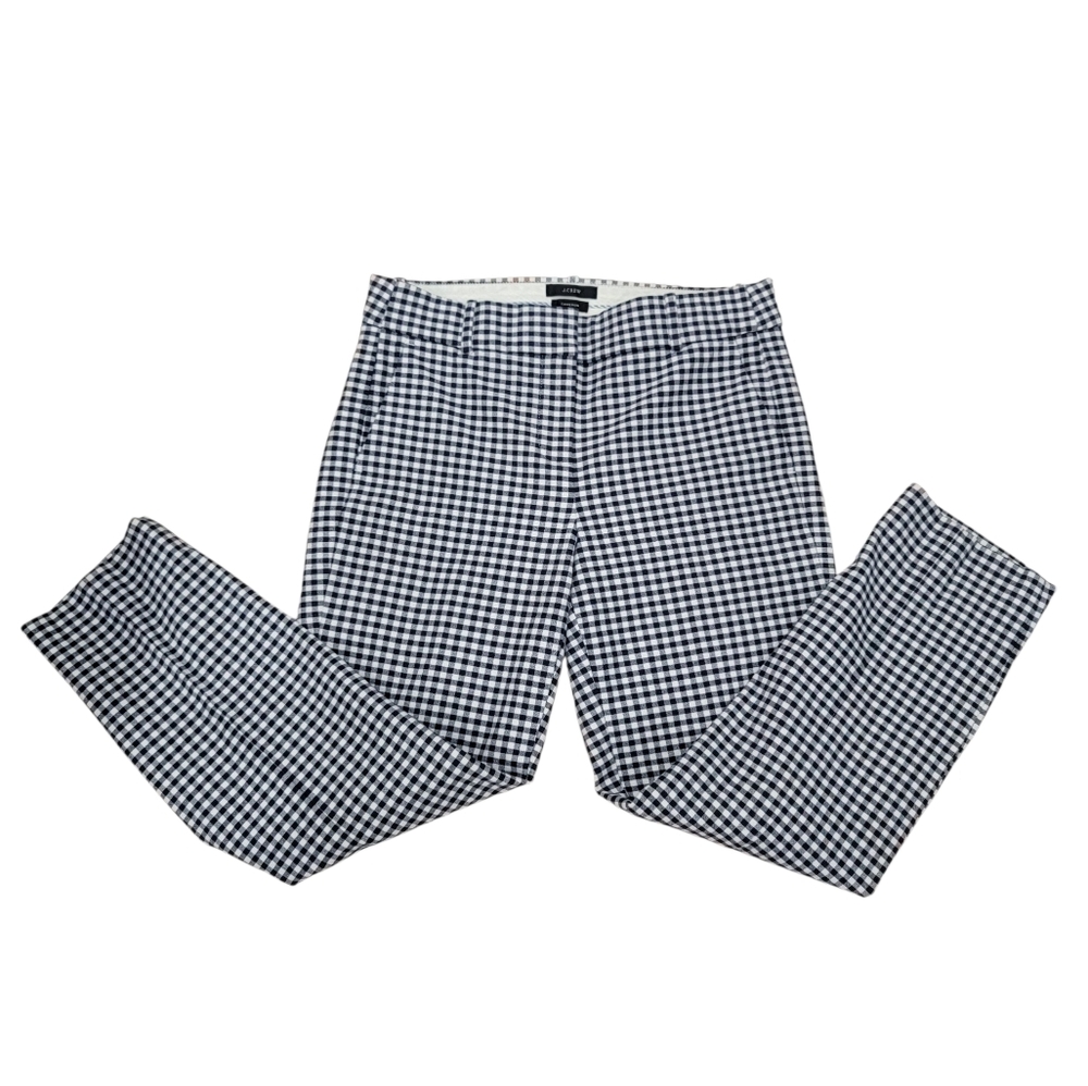 J. Crew Cameron Bi-Stretch Navy Gingham Checked Cropped Pants Cotton Womens Sz 6 - Picture 16 of 16